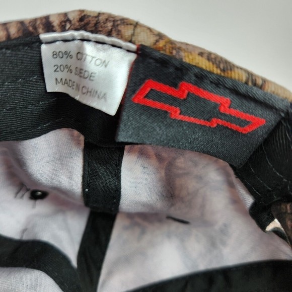 Men's Hat Cap Chevrolet Chevy Racing One Size Cotton Camo & Suede Strap Back - Picture 8 of 9